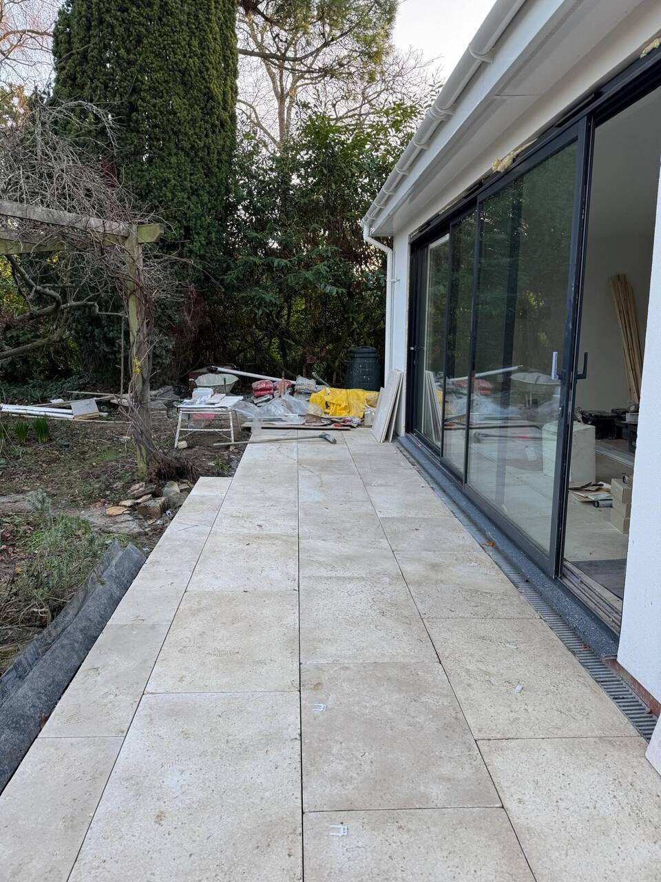 New rear patio and glazing nearing completion
