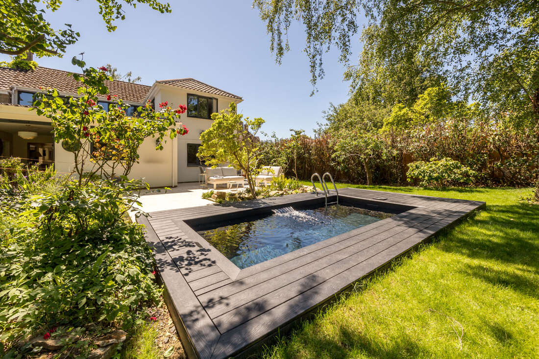 Swimming Pool, Summertown - finished pool with waterfall feature